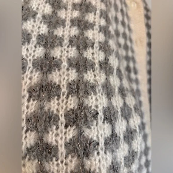 Cozy Cream and Brown Women's Cardigan Sweater - Picture 4 of 7